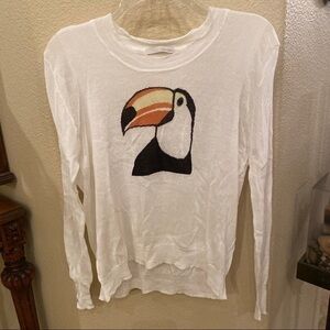 TOWNSEN Women Toucan Graphic White Sweater Size S/M